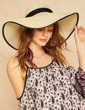 Contrast Floppy Hat with Bow Accent
