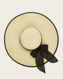 Contrast Floppy Hat with Bow Accent