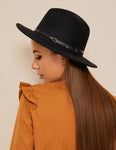 Brim Hat with Belted Decor