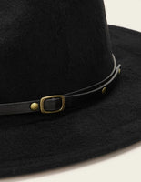 Brim Hat with Belted Decor