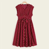 Belted Polka-Dot Button Front Dress - PLUS SIZES!!