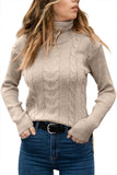 Womens' Turtleneck Long Sleeve Cable Knit Sweaters