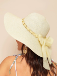 Chain Detail Bow Sun Hat