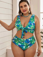 Floral Print High Waisted Bathing Suit
