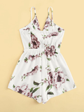 Plus Size Floral Romper Cami with Tie Front