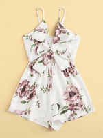 Plus Size Floral Romper Cami with Tie Front