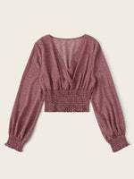 Playful in Pastels - Ruched Waisted Polka-Dot Blouse