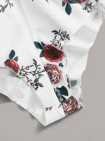 Plus Floral Print Contrast Lace Romper Bodysuit