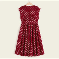 Belted Polka-Dot Button Front Dress - PLUS SIZES!!