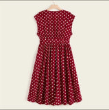 Belted Polka-Dot Button Front Dress - PLUS SIZES!!