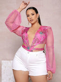 Hot Pink Net Sleeved Bodysuit