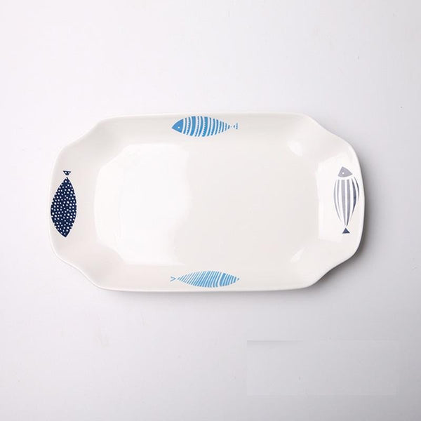 White with Fish Design Platter